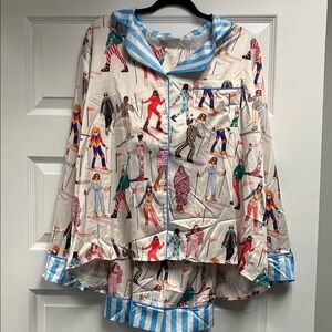 Colorful Ski Print Pajama 2 piece Set